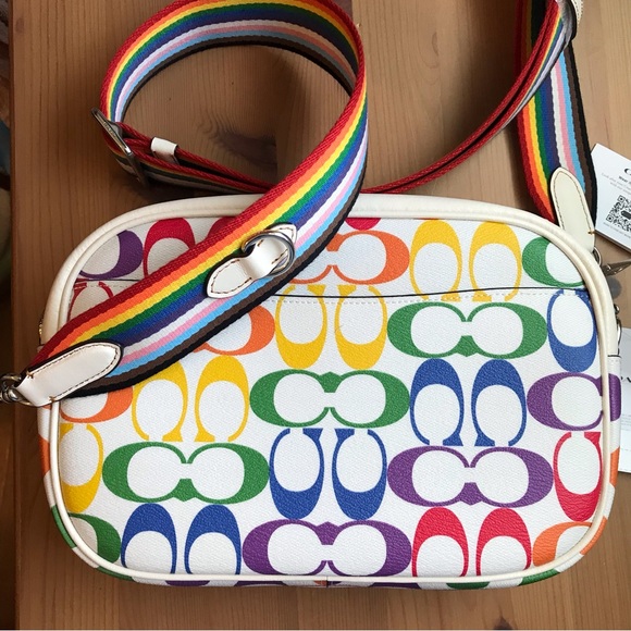 🌈 Coach Jamie Camera Bag In Rainbow Signature Canvas *Special Edition* - Picture 7 of 14